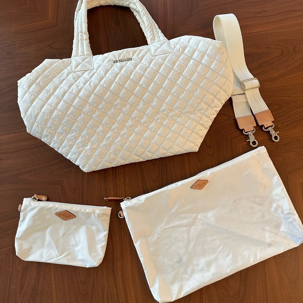 MZ Wallace Quilted Medium Metro Tote Deluxe - Pearl